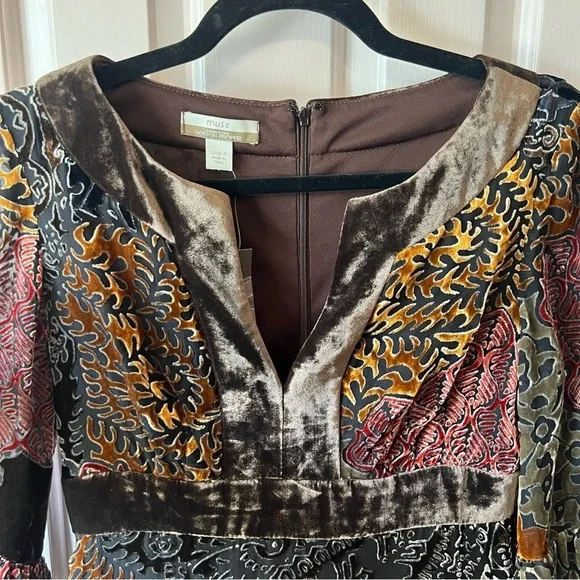 NWT Muse for Boston Proper Boho Velvet Mixed Dress Size 4 - Picture 4 of 11